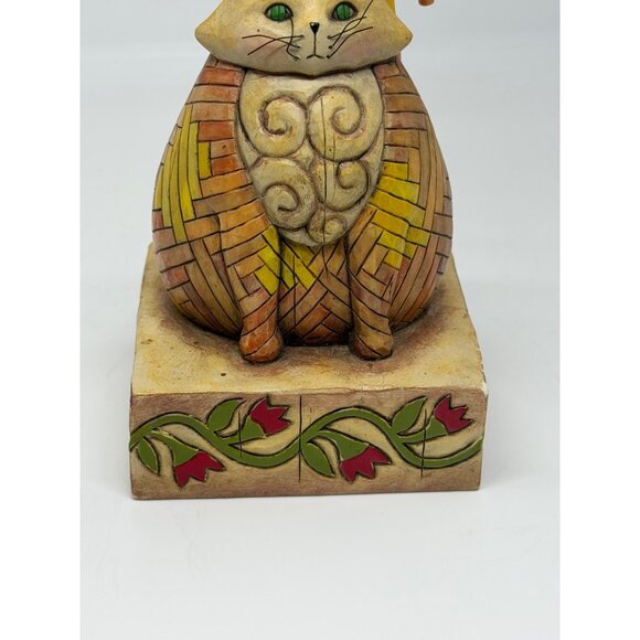 VTG 2003 Jim Shore Heartwood Creek Elijah 5" Yellow Patterned Tabby Cat Figurine - Picture 3 of 6